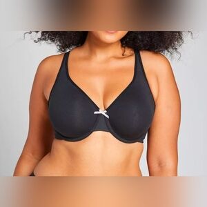 Cacique Black Unlined Full Coverage Cotton Underwire Bra 40DD | 1095820